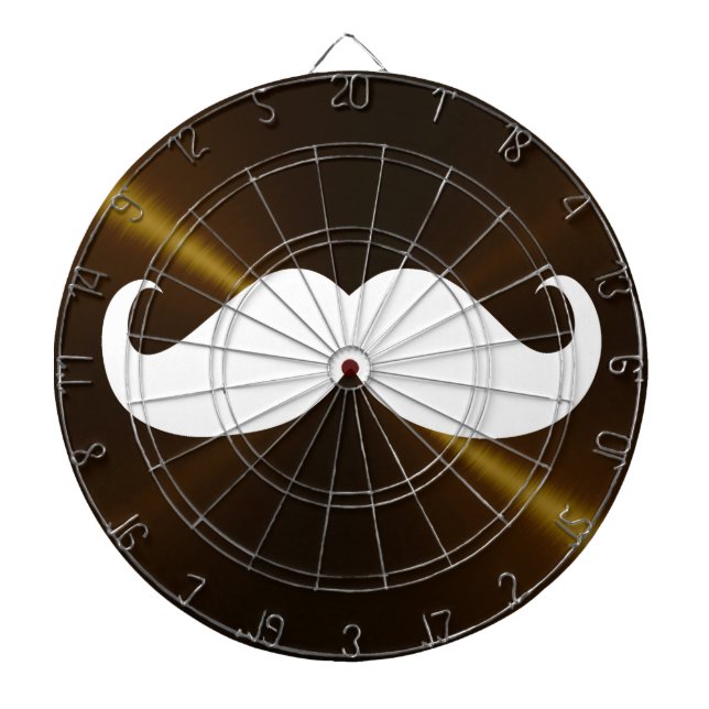 Tabla Dardos Engraçado bigode branco engraçado em fundo metálic (Frente)