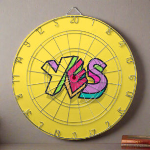Tabla Dardos Engraçado Legal Colorida "YES" Bold yellow Trendsp