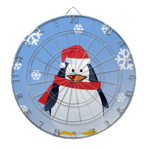 Tabla Dardos Engraçado Pinguim Natal Papai Noel Flocos de Neve