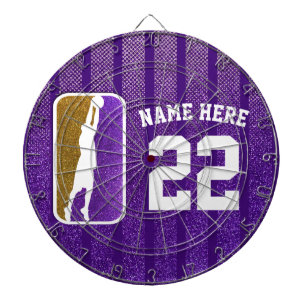 Tabla Dardos Equipe de basquetebol Roxa e Dourada Glitter Jerse