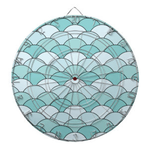 Tabla Dardos Escamas de Dragão, Ventoinhas, Ondas, Seigaiha, Az