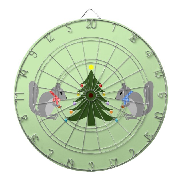Tabla Dardos Esquilos Decorantes de Árvores de Natal (Frente)