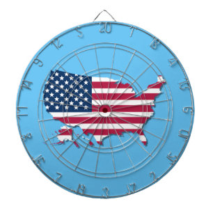Tabla Dardos Estados Unidos Mapa e Bandeira Vermelho Branco e A