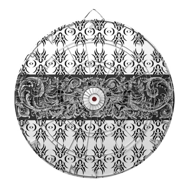 Tabla Dardos Estilo branco-preto clássico Barroco para personal (Frente)