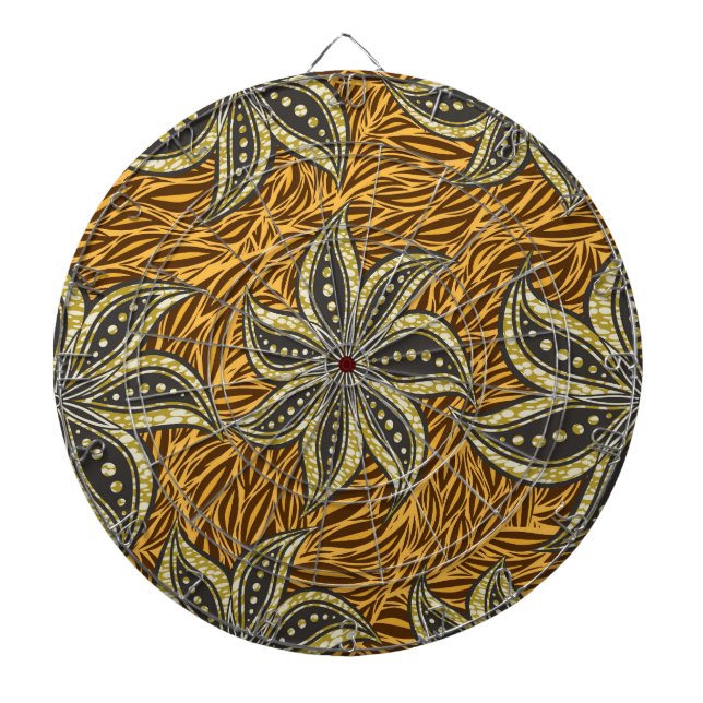 Tabla Dardos Estilo de Batik Floral Abstrato africano (Frente)