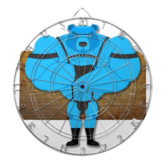Tabla Dardos Estilo de desenho animado muscular de urso azul de (Frente)