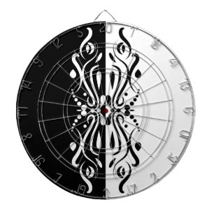Tabla Dardos Estilo de Harlequin Abstrato branco e preto elegan