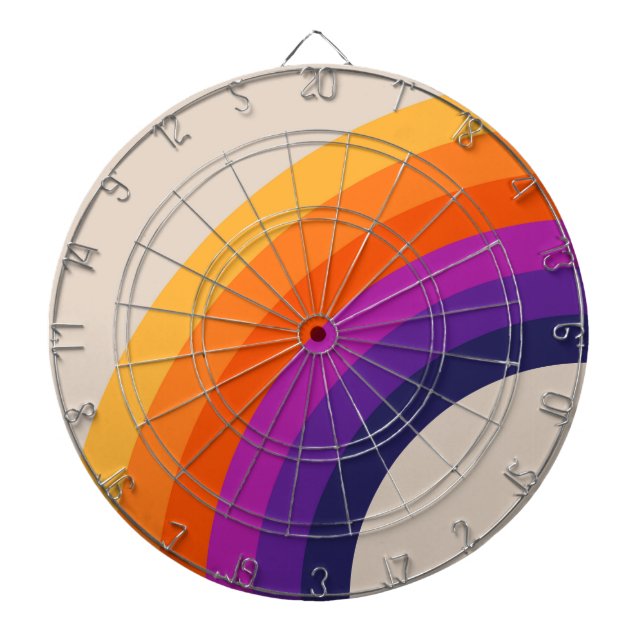 Tabla Dardos Estilo retrô colorido arte arco-íris (Frente)