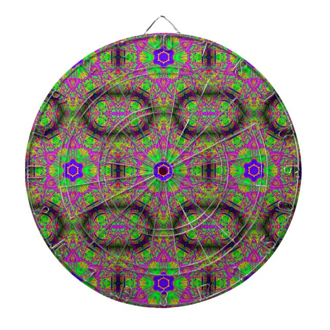 Tabla Dardos estrelas azuis de seis pontos verde roxo (Frente)