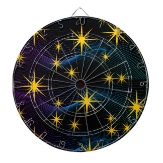 Tabla Dardos Estrelas Douradas Neon Design de Alvo de Dardos On