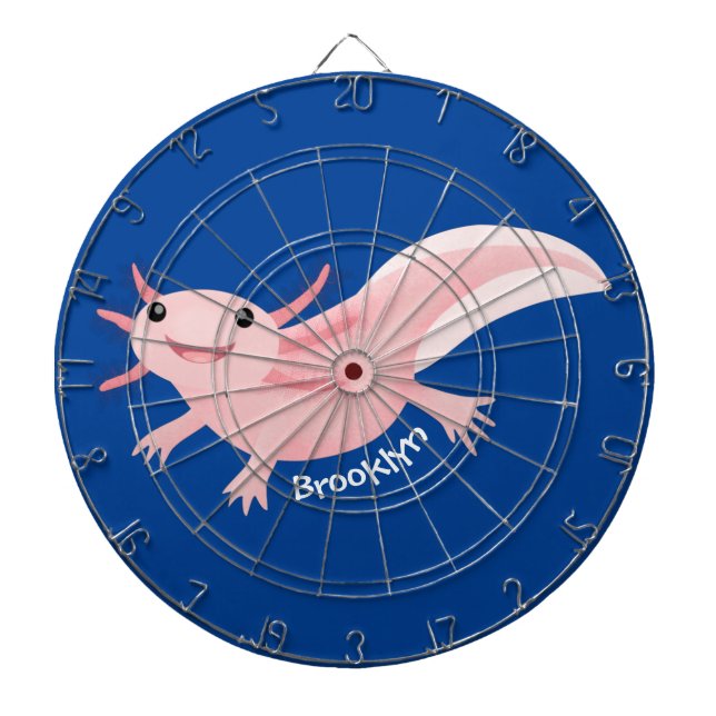 Tabla Dardos Exolotl branco rosa feliz (Frente)