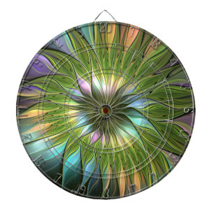 Tabla Dardos Fantasia Colorida Luminosa Flores Arte Fractal