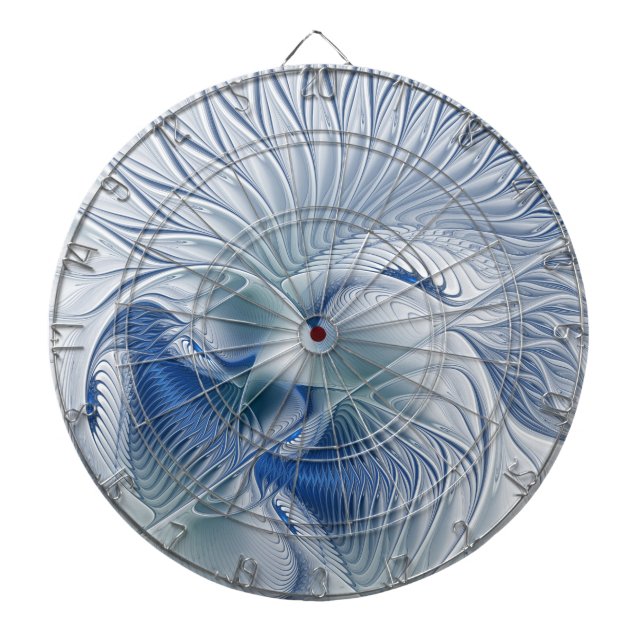 Tabla Dardos Fantasia Dinâmica Tons Azuis Arte Fractal Abstrata (Frente)