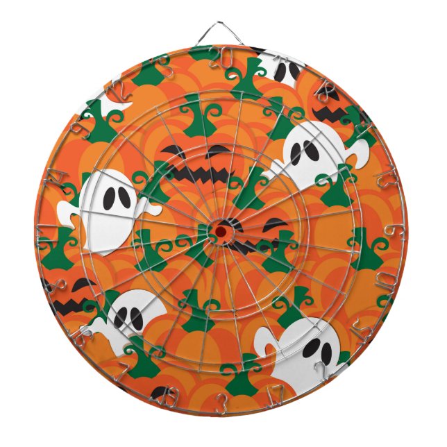 Tabla Dardos Fantasmas de Halloween Pomar de Abóbora Assombrada (Frente)
