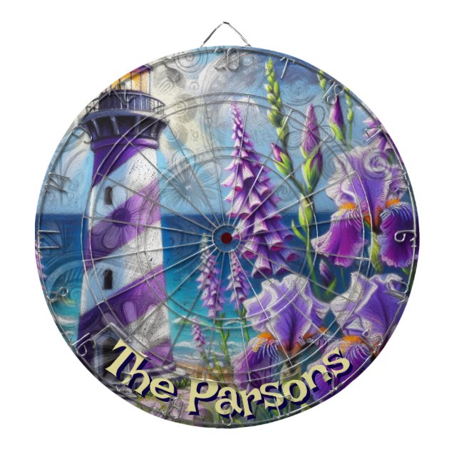 Tabla Dardos Farol Roxo com Foxglove & Iris Personalizado (Frente)