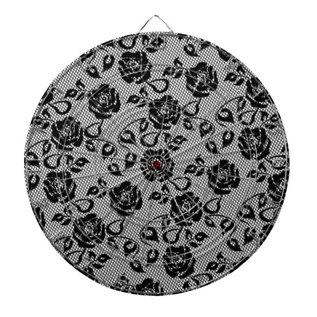 Tabla Dardos Faux Black Lace Rosa Fishnet Dart Board (Frente)