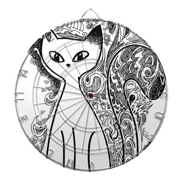 Tabla Dardos Felinos florais engraçados (Frente)