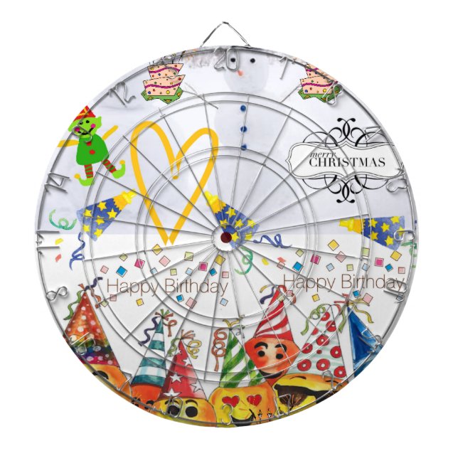 Tabla Dardos Feliz Aniversário de Feliz Natal (Frente)