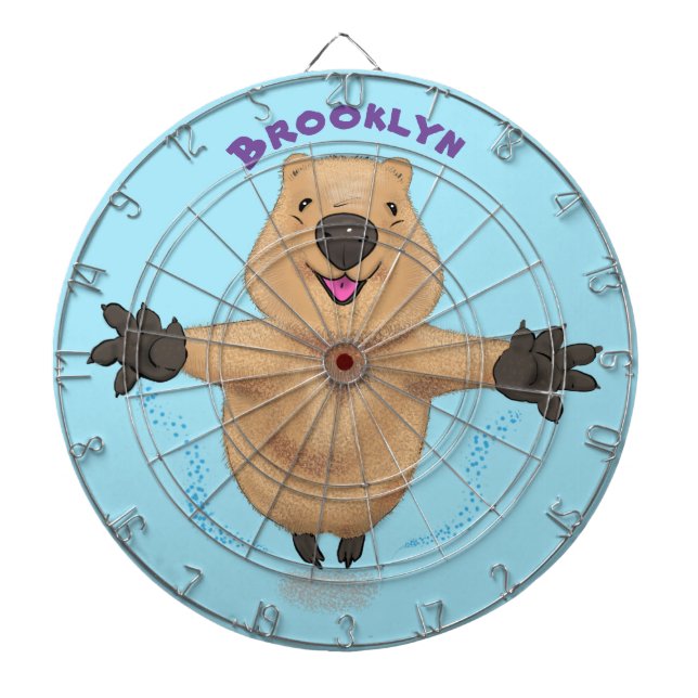 Tabla Dardos Feliz design de desenho de quokka (Frente)