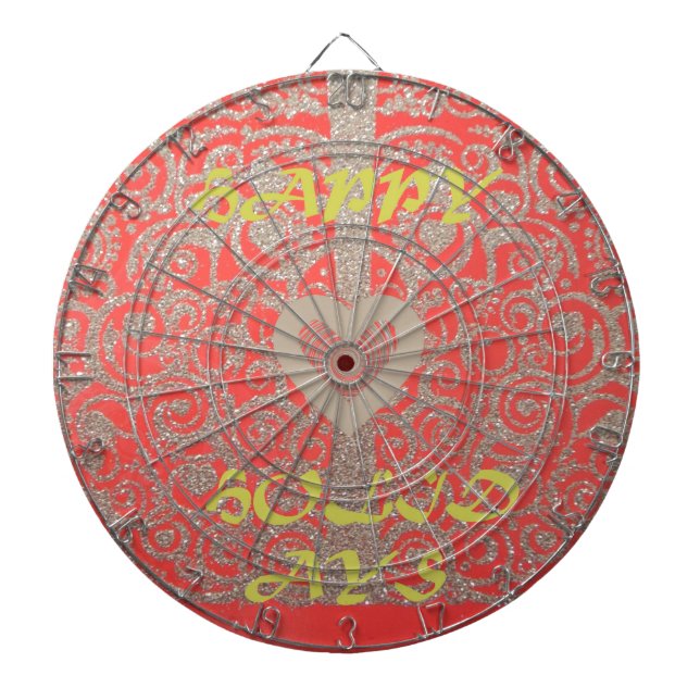 Tabla Dardos Feliz Feriados Vermelho design (Frente)