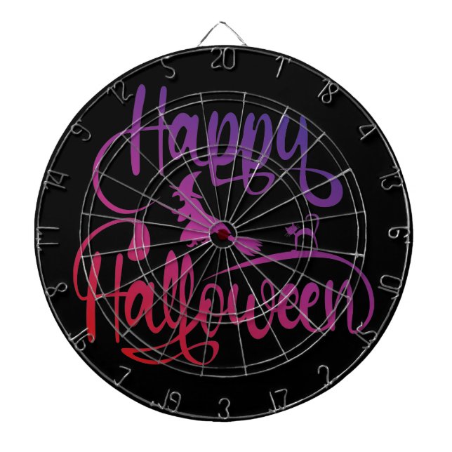Tabla Dardos Feliz Halloween gradient voando feiticeiro (Frente)
