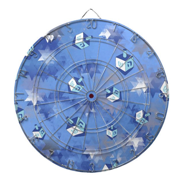 Tabla Dardos Feliz Hanukkah Falling Star e Dreidels (Frente)