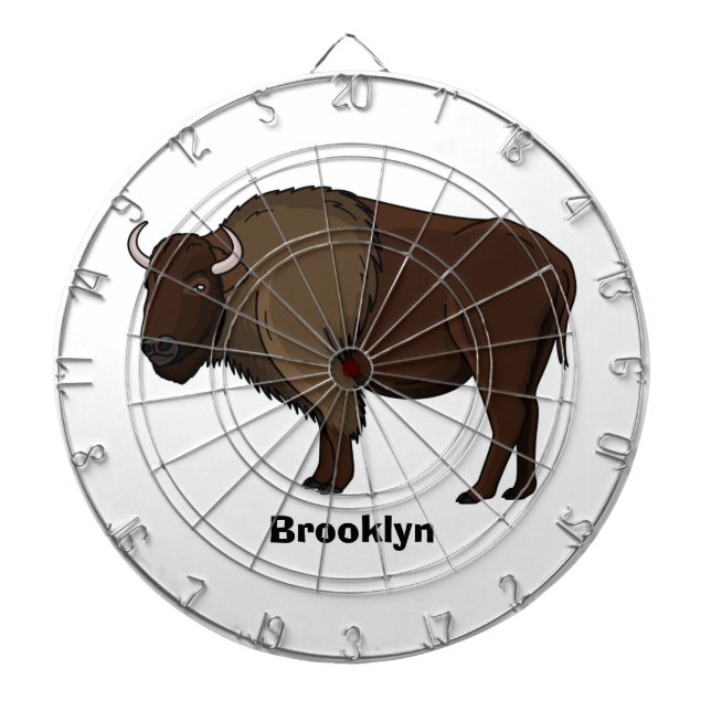 Tabla Dardos Feliz ilustração de búfalo bisonte americano (Frente)