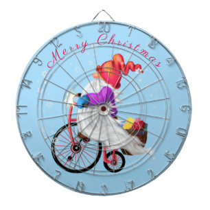 Tabla Dardos Feliz Natal - Gnomo Engraçado com Bicicleta e Pre