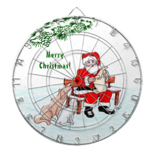 Tabla Dardos Feliz Natal! Papai Noel com Gato e Cão