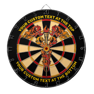 Tabla Dardos Flames Caduceus Dartboard com Texto Personalizado