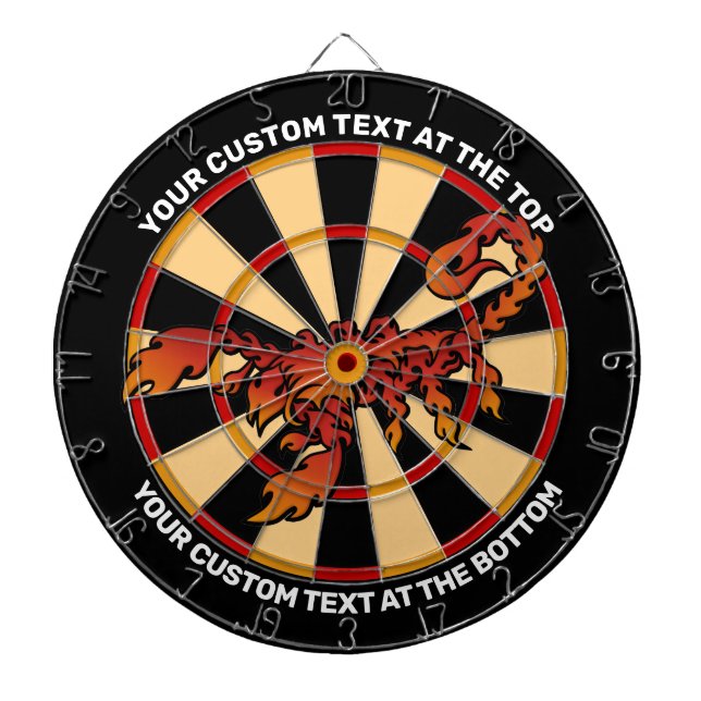 Tabla Dardos Flames Scorpion Dartboard com Texto Personalizado (Frente)