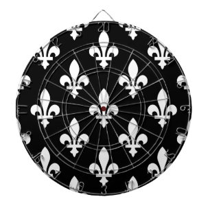 Tabla Dardos Fleur de Lis Pattern, Royal French, branco a preto