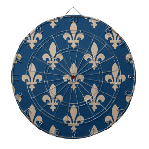 Tabla Dardos Fleur de Lis Pattern, Royal French, Cream on Blue