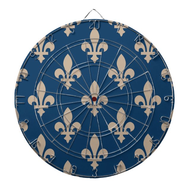 Tabla Dardos Fleur de Lis Pattern, Royal French, Cream on Blue (Frente)