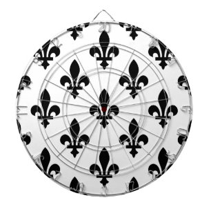 Tabla Dardos Fleur de Lis Pattern, Royal French, preto em branc