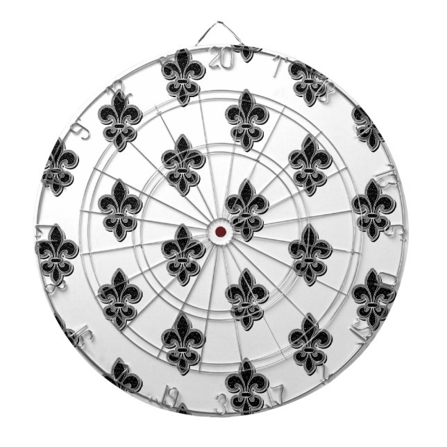 Tabla Dardos Fleur De Lis Preto e Branco (Frente)