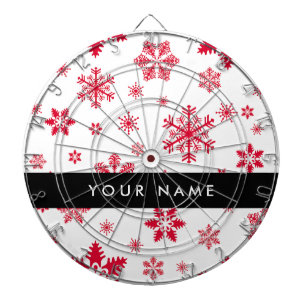 Tabla Dardos Flocos de neve vermelhos, seu nome, personalize