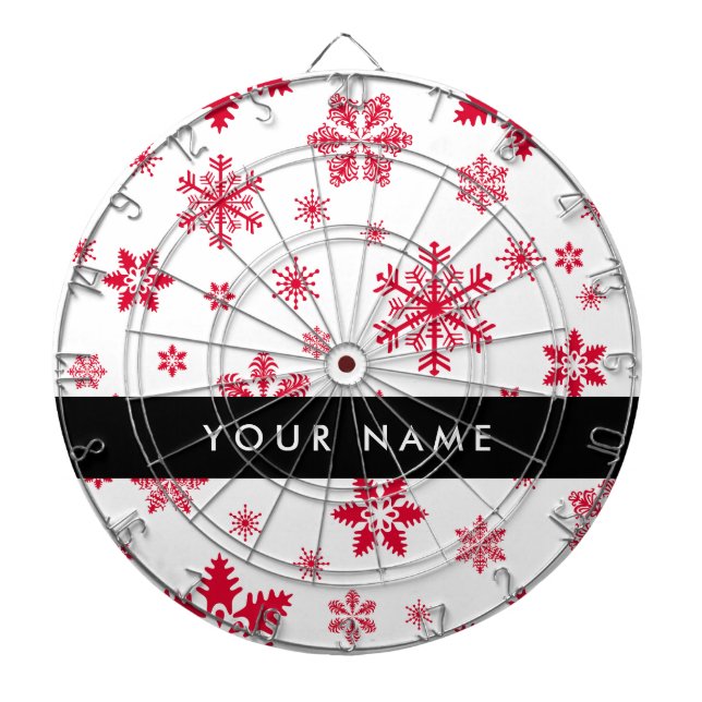 Tabla Dardos Flocos de neve vermelhos, seu nome, personalize (Frente)