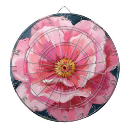 Tabla Dardos Flor de Peônia Rosa Aquarela Floral
