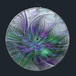 Tabla Dardos Flor Verde Roxo Moderna Abstrato de Arte Fractal<br><div class="desc">Uma flor mágica para você. Design para o seu prato e muito mais.</div>