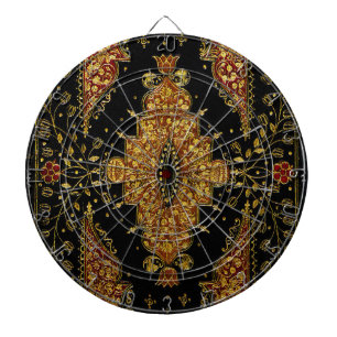 Tabla Dardos Florais Preto e Dourado Caídos