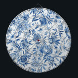 Tabla Dardos Floral Botânico Aquarela Chinoiserie Azul<br><div class="desc">Pintura Floral Botânica Aquarela Chinoiserie Azul Padrão de Dardo</div>