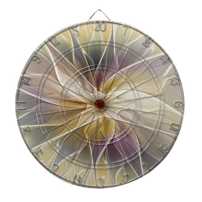 Tabla Dardos Floral Fantasy Dourada Eggplant Abstrato Art Fract (Frente)