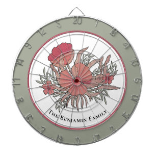 Tabla Dardos Flores de Pastel Vermelho Personalizam Família Flo