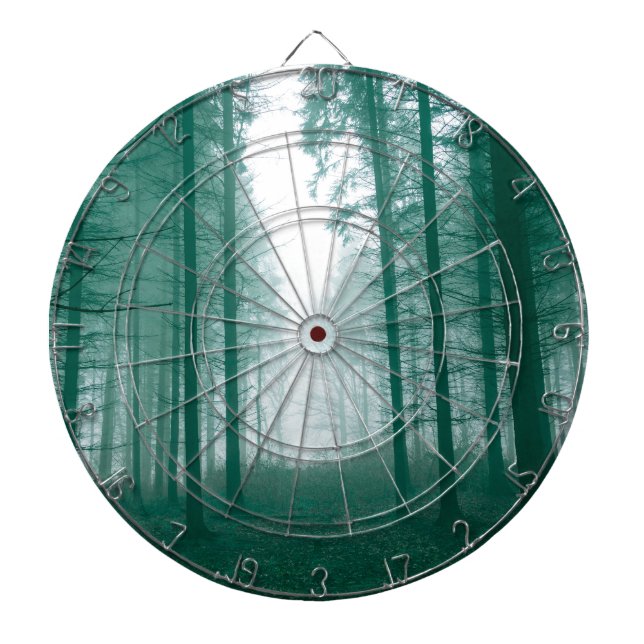 Tabla Dardos Floresta fantasma com neblina em verde (Frente)