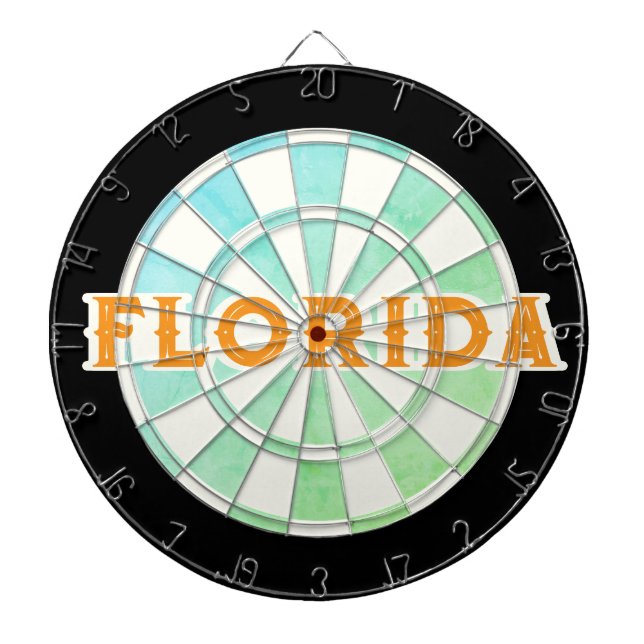 Tabla Dardos FLORIDA Elegante Ombre Dartboard com texto laranja (Frente)