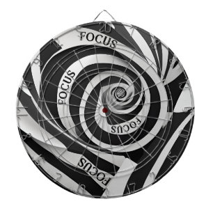 Tabla Dardos Foco da ilusão espiral branca e preta