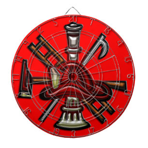 Tabla Dardos Fogo do sapador-bombeiro e emblema do departamento