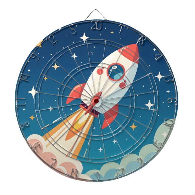 Tabla Dardos Foguete espacial fofo decolando (Frente)