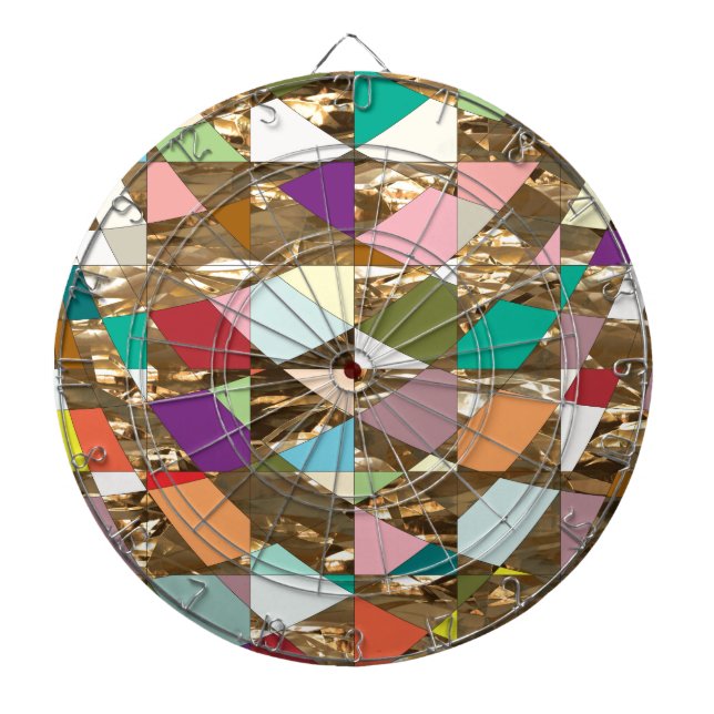 Tabla Dardos Folha de ouro com abstrato (Frente)